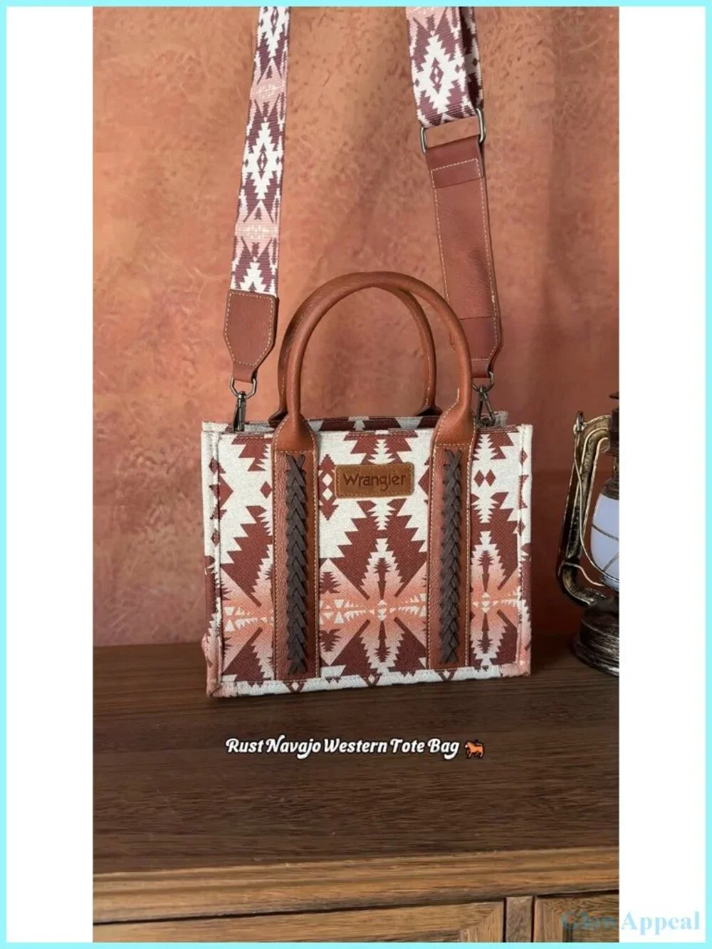 Wrangler Women's Aztec Hobo Tote Bag Canvas Shoulder Purse with Guitar Strap